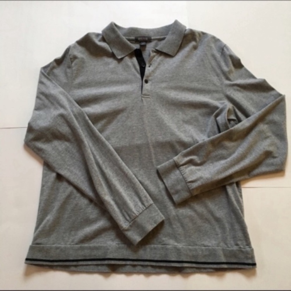 Kenneth Cole Reaction gray long sleeve collar men’s polo size XL